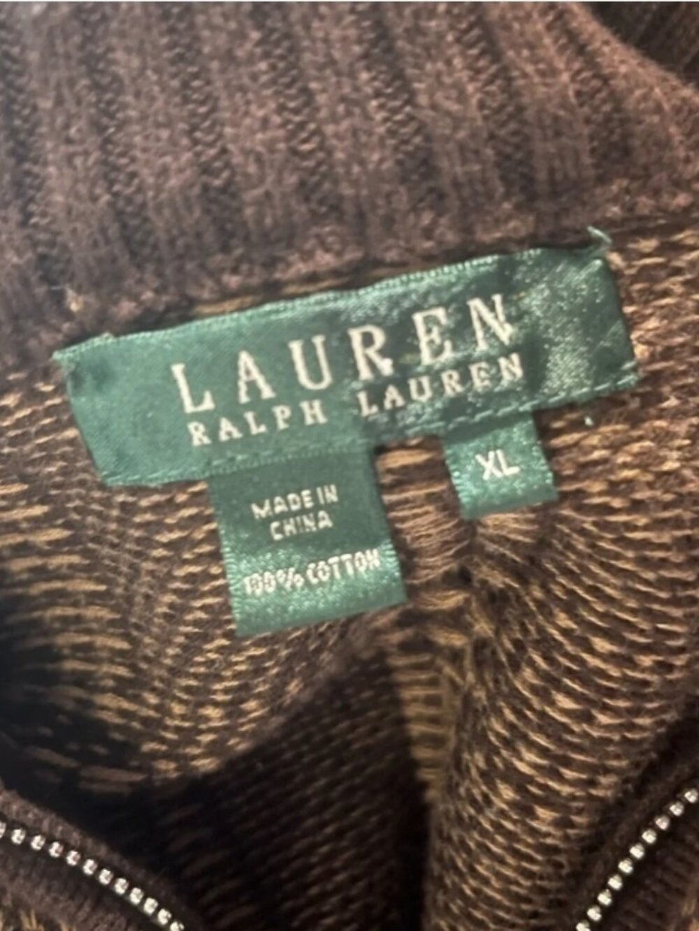 LAUREN RALPH LAUREN Plaid Knit Zip-Up Cardigan - XL - Picture 3 of 7